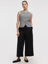 Wide-Leg Cropped Piqué Pant