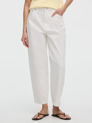 White High-Rise Barrel Jeans