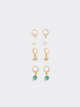 Hoop Earrings with Pendants - 3 Pairs