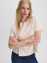 Short-Sleeve Crew-Neck Peplum Blouse
