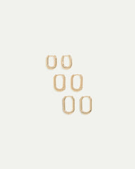 Elongated Hoops - 3 Pairs
