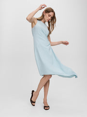 Sleeveless Midi Dress with Draped Waistband