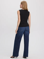 Sleeveless Top with Asymmetrical Neckline