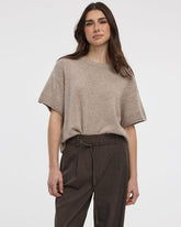 Cashmere-Blend Short-Sleeve Crew-Neck Loose Sweater