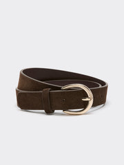 Suede Leather Belt with Round Buckle