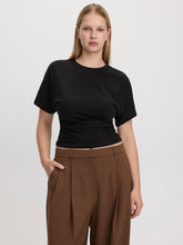Short-Sleeve Crew-Neck Tee with Shirred Sides
