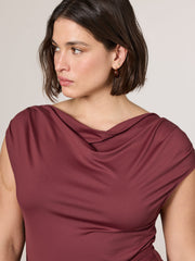 Short-Sleeve Bodycon Midi Dress with Wrap Skirt