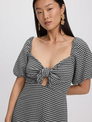 Short-Puffy-Sleeve Mini Dress with Sweetheart Neckline