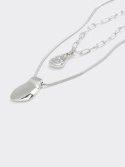 Double-Chain Short Necklace with Organic Pendant