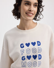 Long-Sleeve Crew-Neck Fleece Sweatshirt with Quotes
