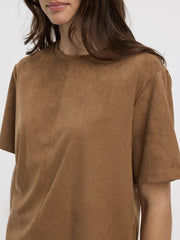 Faux-Suede Crew-Neck T-Shirt