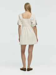 Short-Sleeve Fit-and-Flare Mini Dress with Square Neckline