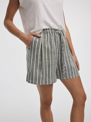 Linen-Blend Shorts with Elastic Waistband
