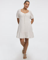 Short-Puffy-Sleeve Mini Dress with Sweetheart Neckline
