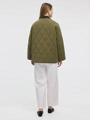 Quilted Jacket with Corduroy Collar