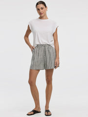 Linen-Blend Shorts with Elastic Waistband