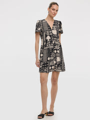 Short-Sleeve V-Neck Dress