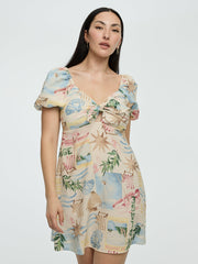 Short-Puffy-Sleeve Mini Dress with Sweetheart Neckline