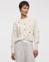 Long-Sleeve Crew-Neck Pullover with Hearts