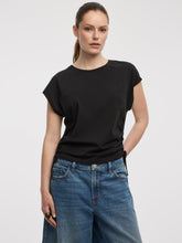 Extended-Sleeve Shirred Tee with Drawstrings