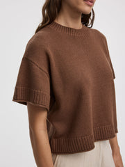 Short-Sleeve Crew-Neck Loose Sweater