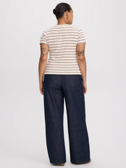 Striped Fitted Crew-Neck Ribbed T-Shirt