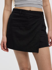 Linen-Blend Wrap Skort