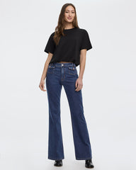 Flare-Leg Mid-Rise Jean with Flap Pockets