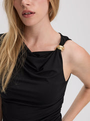 Sleeveless Top with Asymmetrical Neckline