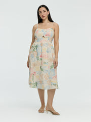 Sleeveless Midi Dress with Sweetheart Neckline