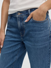 Straight-Leg High-Rise Cropped Jean with Rolled Cuffs