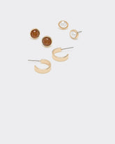 Hoops and Stud Earrings - 3 Pairs