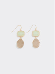 Two-Tone Earrings with Semi-Precious Stones