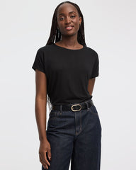 Short-Dolman-Sleeve Boat-Neck T-Shirt