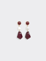 Stud Earrings with Pearl and Acrylic Pendants