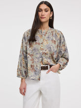 Crew-Neck Buttoned-Down Gauze Blouse
