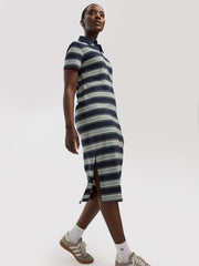 Striped Short-Sleeve Polo Dress - Hyba