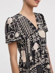 Short-Sleeve V-Neck Dress