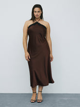 Sleeveless Halter-Neck Maxi Cocktail Dress