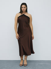 Sleeveless Halter-Neck Maxi Cocktail Dress