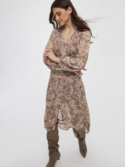 Long-Sleeve Maxi Tiered Dress
