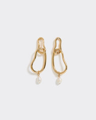 Link Earrings with Pearl Pendants
