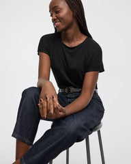 Short-Dolman-Sleeve Boat-Neck T-Shirt