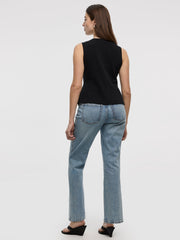 Knit Vest with Peplum Hem