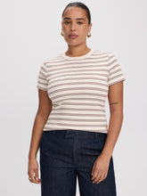 Striped Fitted Crew-Neck Ribbed T-Shirt