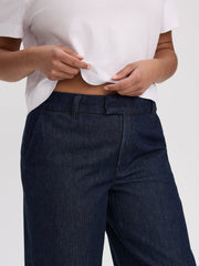 Wide-Leg Mid-Rise Denim Trousers