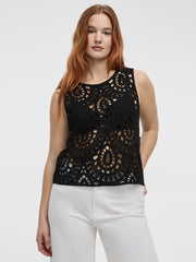 Crew-Neck Crochet Tank