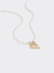 Two-Tone Short Necklace with Heart Pendant