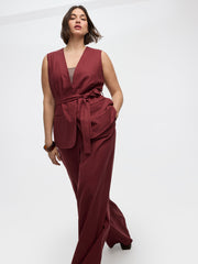 Sleeveless Belted Blazer