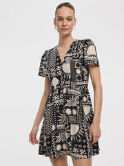 Short-Sleeve V-Neck Dress